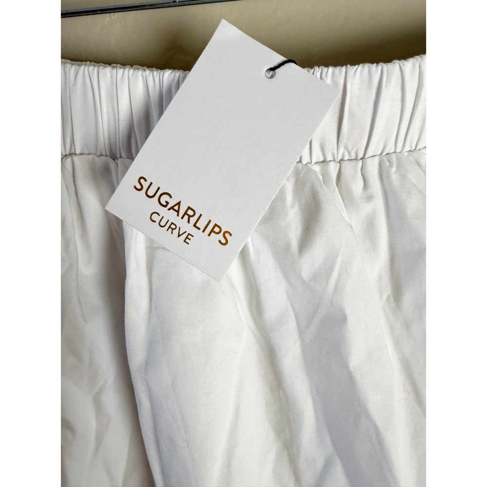 NWT Sugarlips Curve Flores White Cotton Tiered Pleated Midi Skirt Pockets 2X - Picture 6 of 14